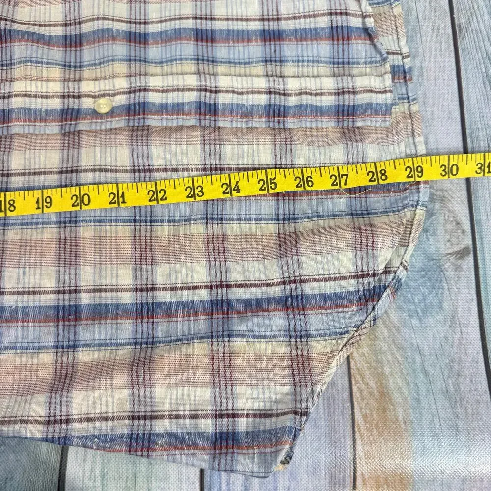 Levi's Plaid Button Up Long Sleeve Shirt 1970 Vintage Medium Cotton Western